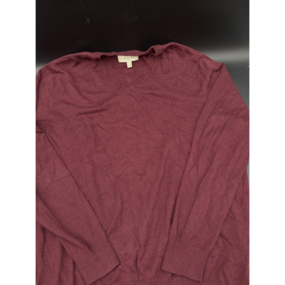 Hawker Rye Womens V-Neck Cotton Cashmere Knit Sweater Burgundy Large - Picture 2 of 5